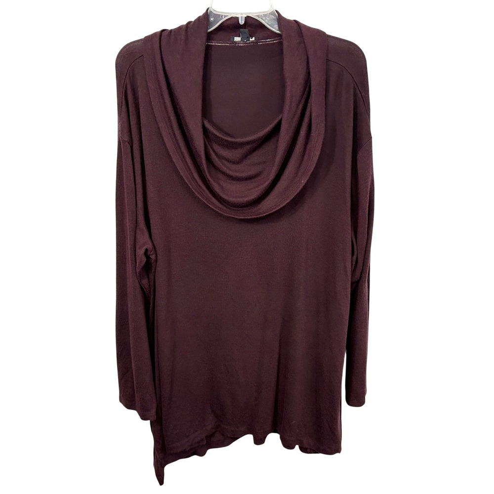 Lane Bryant Plus Size 22/24 Top Cowl Neck Tunic Maroon Long Sleeve Solid 681